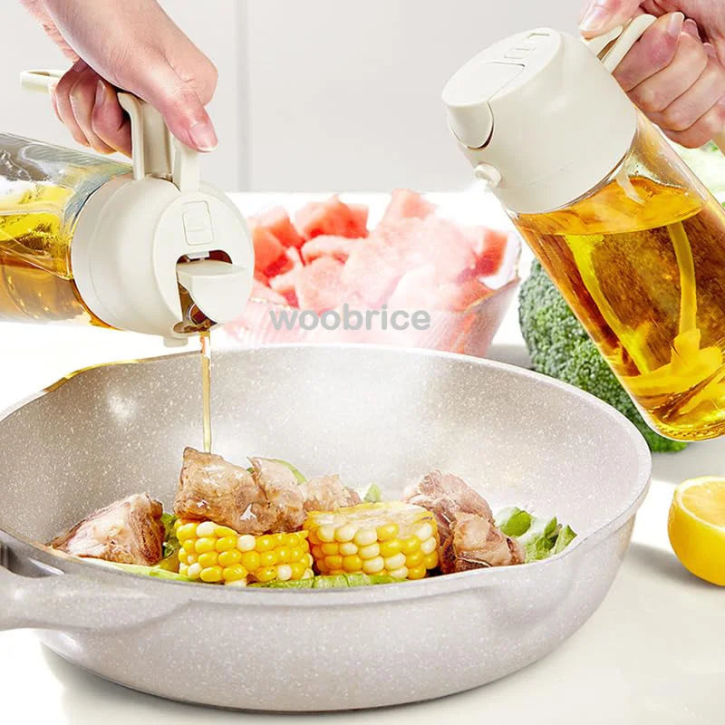2in1 Kitchen Spray Oil Dispenser Oil Sprayer Polisher or Oil Brush for Air Fryer Salad Grilling Roasting Cooking Kitchen Acceeso