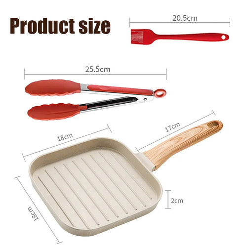 Nonstick Grill Pan for All Stove 19cm/7.5 Inch Square Steak Grilling