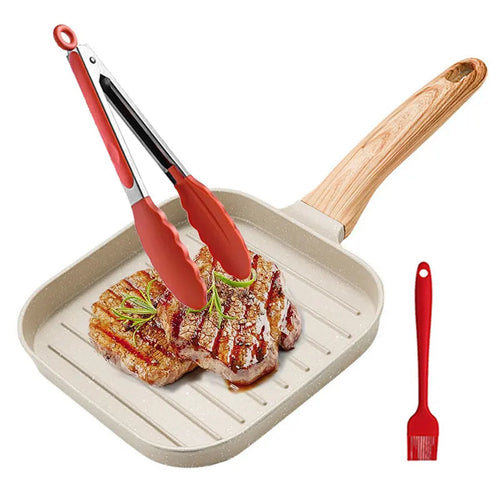 Nonstick Grill Pan for All Stove 19cm/7.5 Inch Square Steak Grilling