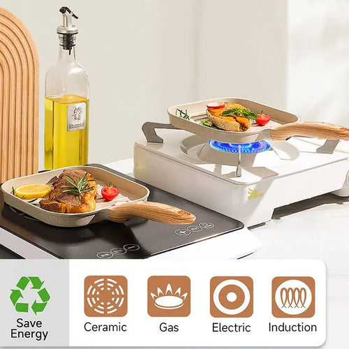 Nonstick Grill Pan for All Stove 19cm/7.5 Inch Square Steak Grilling